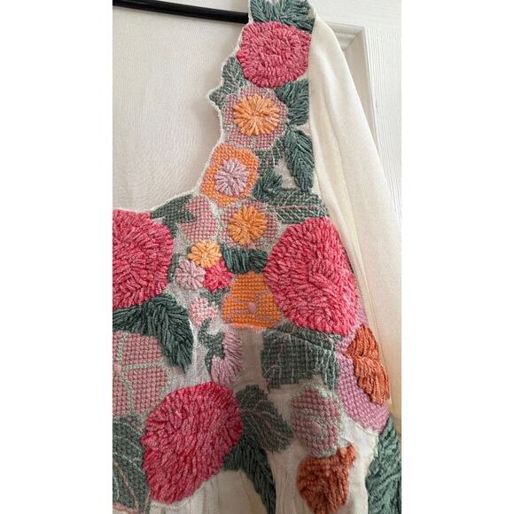 Free People Embroidered Sheer Cream Babydoll Style Top - Picture 5 of 5